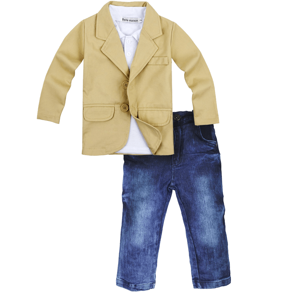 3 Pieces Baby Boys Shirt Jacket Jeans Set