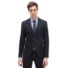 Suit with waistcoat, pin detail on lapel 