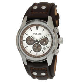 Watch with Genuine Brown Leather Strap 