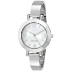 Silver-Tone Sunray Dial and Bangle Watch
