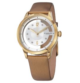 Gold-Layered Watch with Champagne Leather Band